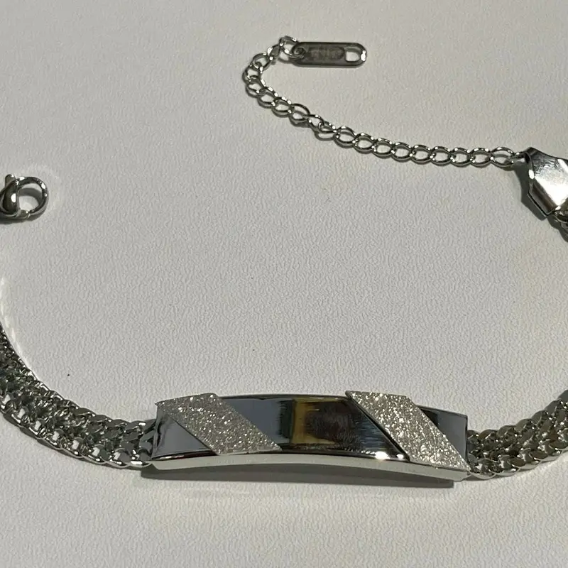 Gelang tangan rantai flat miring silver 0