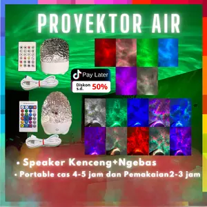 Lampu proyektor model Air portable speaker/lampu tidur warna warni/lampu speaker/lampu kamar aesthetic speaker  bluetooth rotary  subwoofer lampu  aurora  kamar Baterai