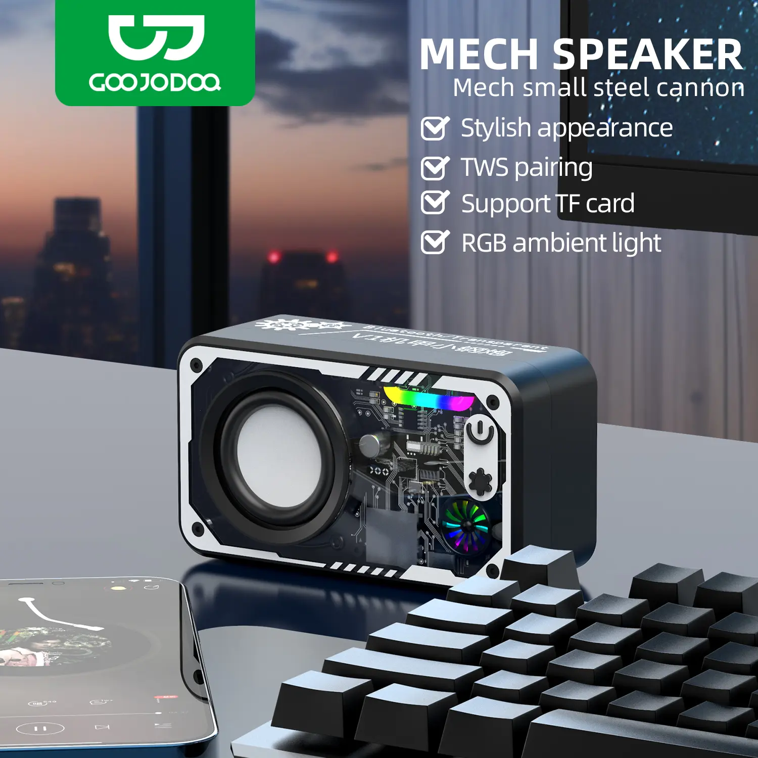 GOOJODOQ AB4085 Speaker LED Bluetooth Speaker 5.3 Surround Sound System RGB Multifunction Speaker Connect Desktop/Laptop/TV/Mobile Speaker .