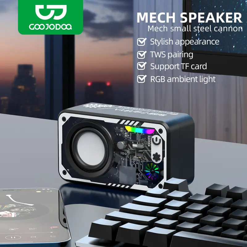 GOOJODOQ AB4085 Speaker LED Bluetooth Speaker 5.3 Surround Sound System RGB Multifunction Speaker Connect Desktop/Laptop/TV/Mobile Speaker . 0