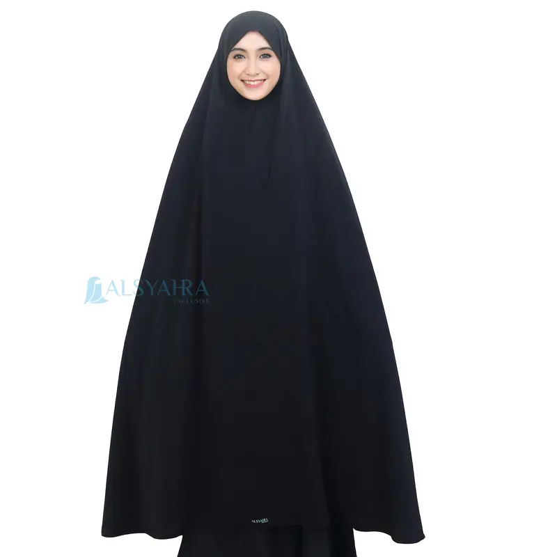 Alsyahra Exclusive Set Long Khimar Syari Haramain Non Pad Niqab Platinum Wolfis Jumbo Panjang Muslim Jilbab 5