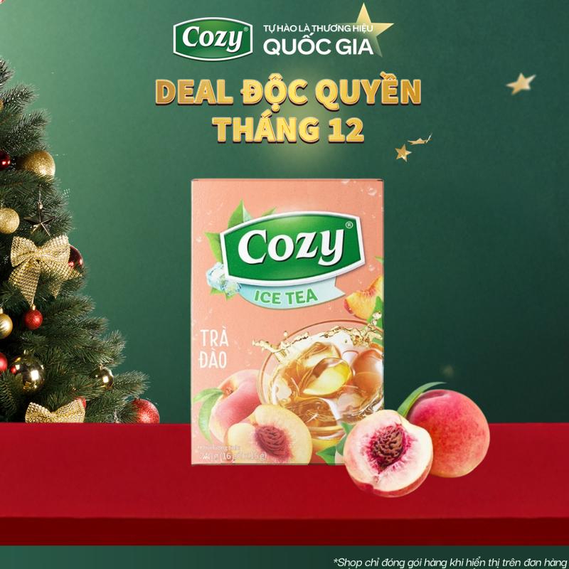 Trà Hòa Tan Cozy Ice Tea 16 gói X 15gr - Tự Chọn Vị Gồm Trà Đào Trà Dâu Trà Chanh Trà Vải Trà Chanh Dây Trà Sâm Bí Đao - Thức Uống Giải Khát Thanh Nhiệt Tươi Mát Từ Lá Trà Sạch Tươi Nguyên Chất Nước Trà Chè