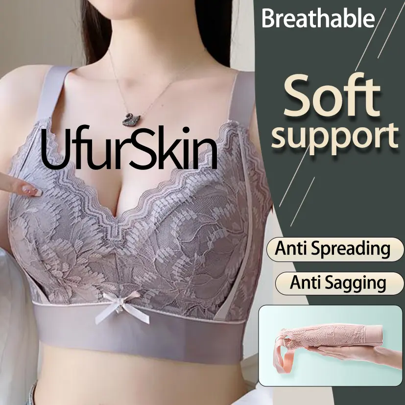 【UfurSkin】34-46BCDPlus-size Thin moxa adjustable Lace Underwear Big Bra Show small Comfortable bra no underwire fashion bra  Women    Womenswear Lady  -----daxiong519