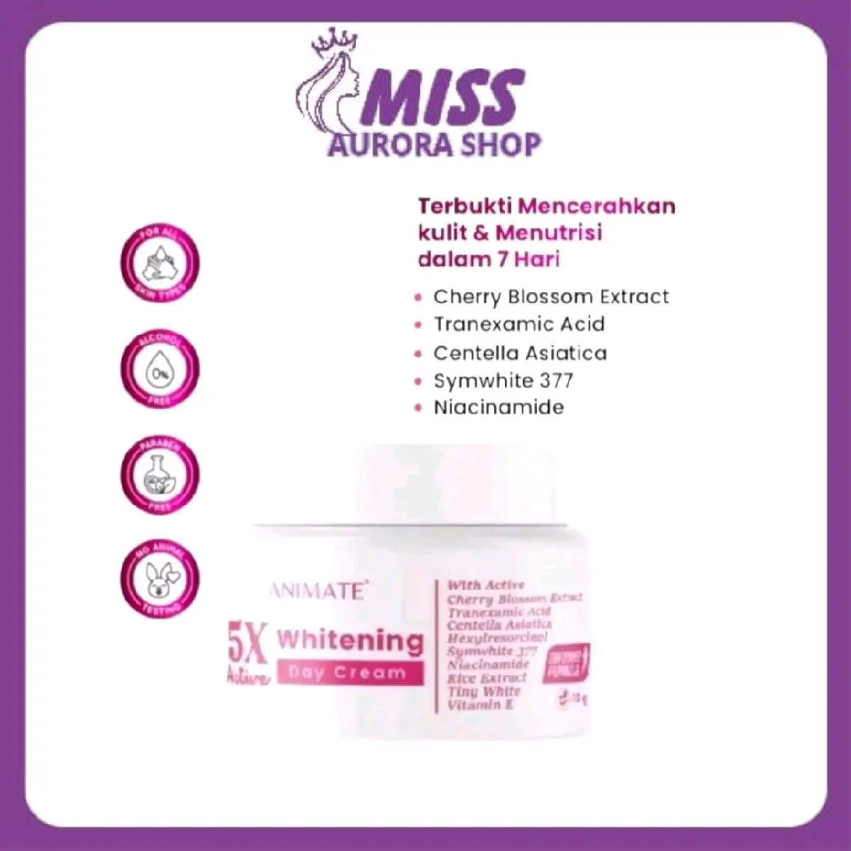 Animate 5x Active Whitening Day Cream 10 gr