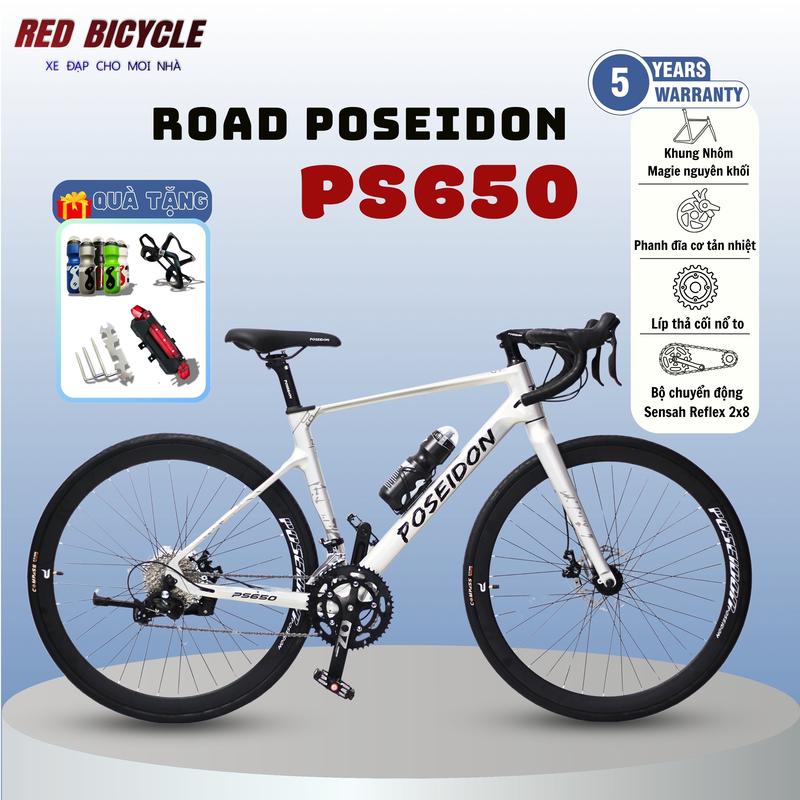 Xe Đạp Đua Poseidon PS650- RoadBike Tay Đề Lắc Sensah Reflex- Khung Nhôm Magie Nguyên Khối- Cối Nổ To Cao Cấp