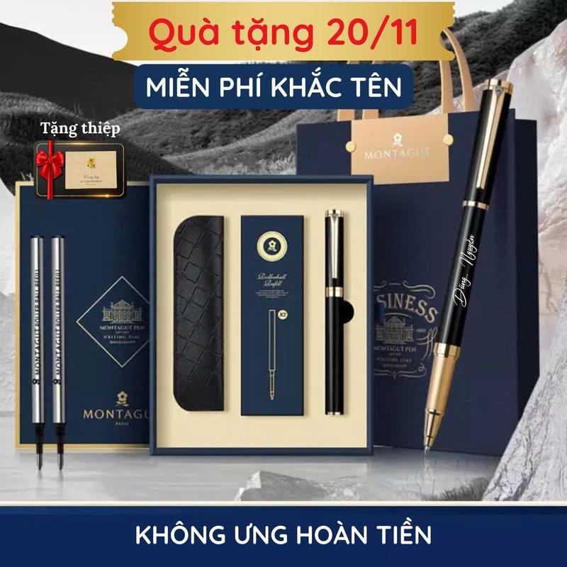  Quà tặng bộ bút ký tên Montagut cao cấp của Pháp 702 -Tặng KHẮC TÊN MIỄN PHÍ+Thiệp ghi chú B217 