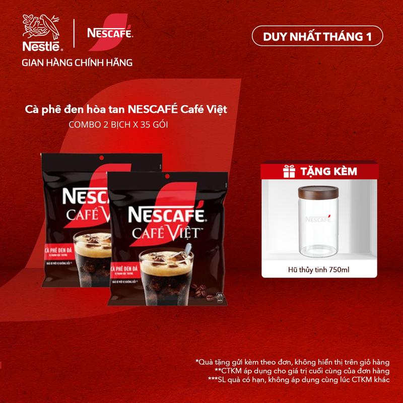 Nestlé VN Combo 2 Bịch Cà phê đen hòa tan NESCAFÉ Café Việt Bịch 35 gói x 16g -ST KL