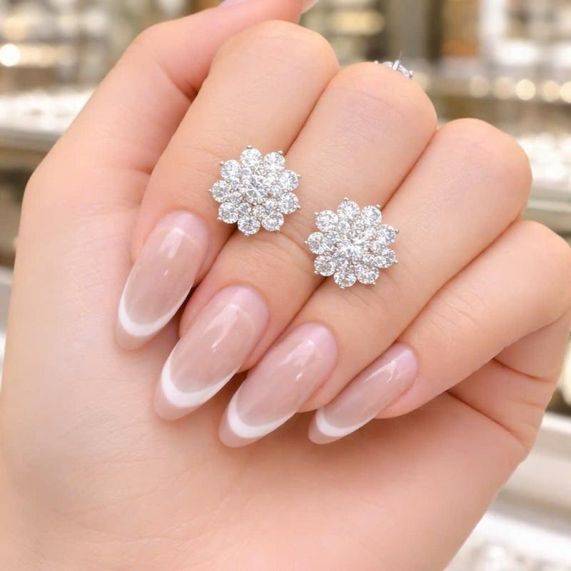 UYÊN NI DP BÔNG TAI XOÀN 9 CÁNH HỢP KIM Ý BẠCH KIM