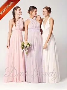Gaun Pengiring Pengantin Wanita Premium Dear Lovely - Seragam Baju Bridesmaid Multiway Dress Pesta - Bahan Stretch, Long Dress Maxi, Bonus Kemben dan Brosur Tutorial