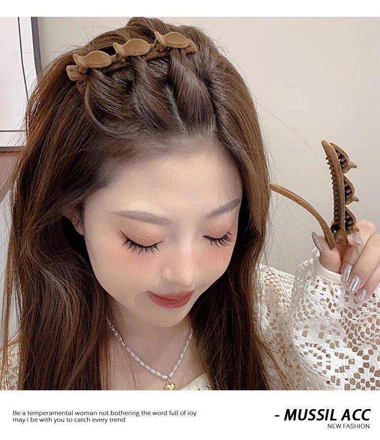 Klip Rambut Jepit Rambut Lucu Layer Kepang Elegan Velvet Hair Clips  Jepit Rambut Anti Geser