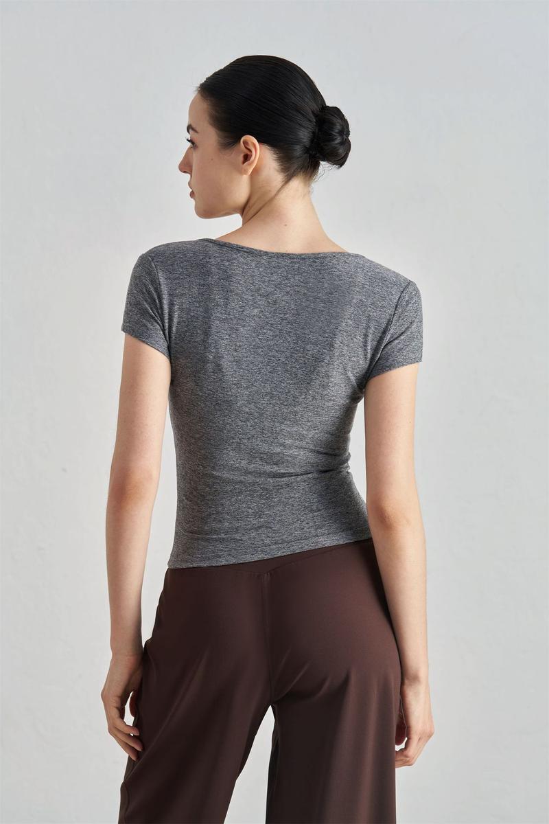 Product Introduction of Áo Thun Thể Dục, ngắn Tay Nữ, Cổ Tròn, 91% Nylon + 9% Spandex, Thích Hợp Tập Thể Dục Và Yoga Đi Chơi, Hàng Mới Về Năm 2025, Kiểu Áo Khoác Ngoài 29
