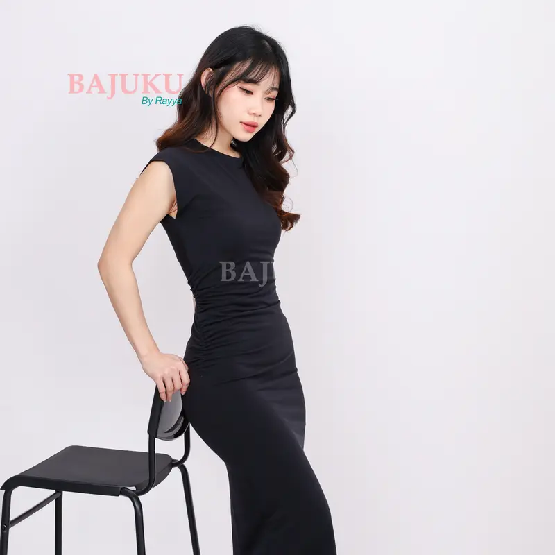 Dress Bodycon Azalea - Vista Terry Spandex - Anti Melar - Midi Dress Wanita - Simple Nyaman Fit 5