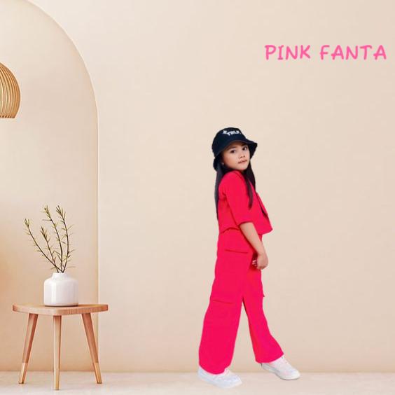 Product Introduction of ONE SET SETELAN BAJU CELANA CARGO CROP GEMPI ANAK 2-12 Tahun model terbaru 2023 Polos 5