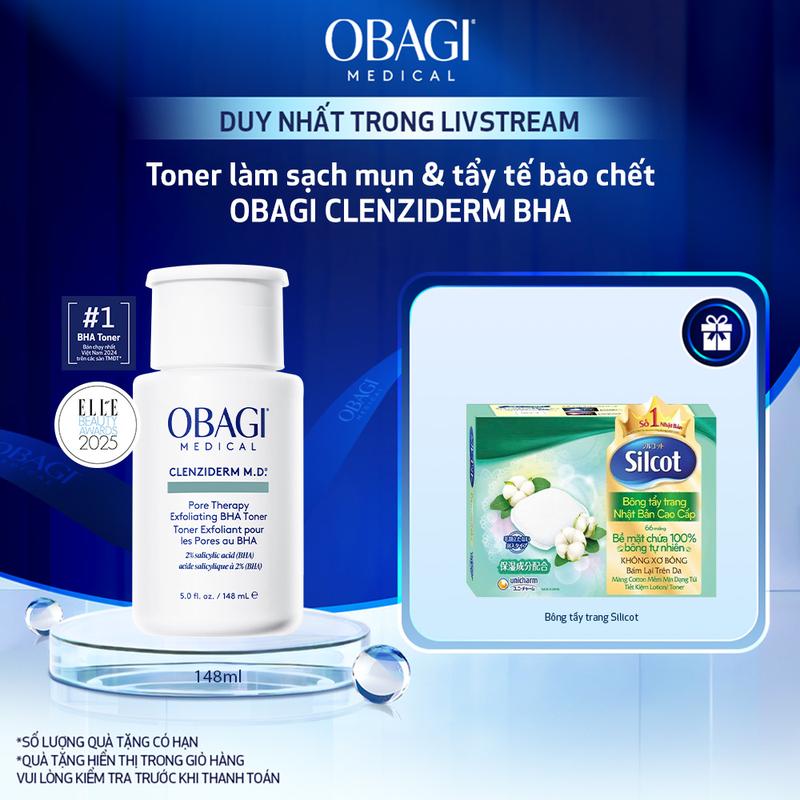 KOL Toner BHA hỗ trợ làm sạch mụn và tẩy tế bào chết OBAGI MEDICAL CLENZIDERM M.D. PORE THERAPY EXFOLIATING BHA TONER 148ml