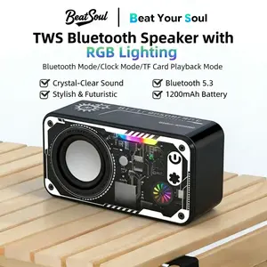 【BeatSoul】 Speaker Bluetooth 5.3 dengan RGB & Surround Sound - Untuk PC, Laptop, TV, dan Ponsel  Garansi 3 Tahun Bass