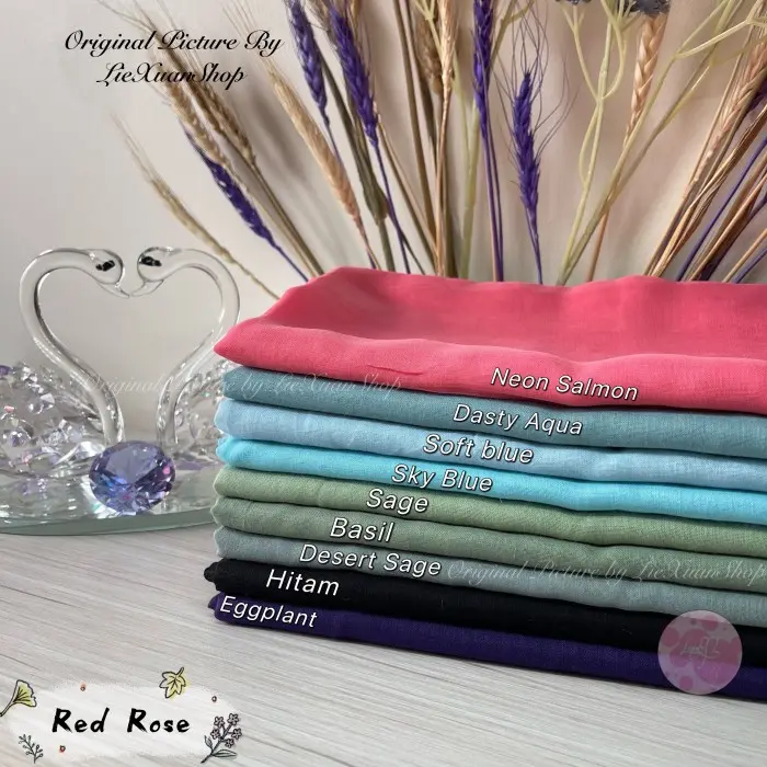 O㊛8B KERUDUNG PARIS POLOS SEGI EMPAT MURAH KHUSUS ORI RED ROSE O»U4