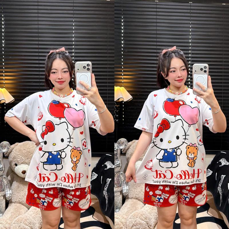 Đồ bộ thun bột lạnh quần đùi áo cổ tròn nữ bigsize Phương Tipi