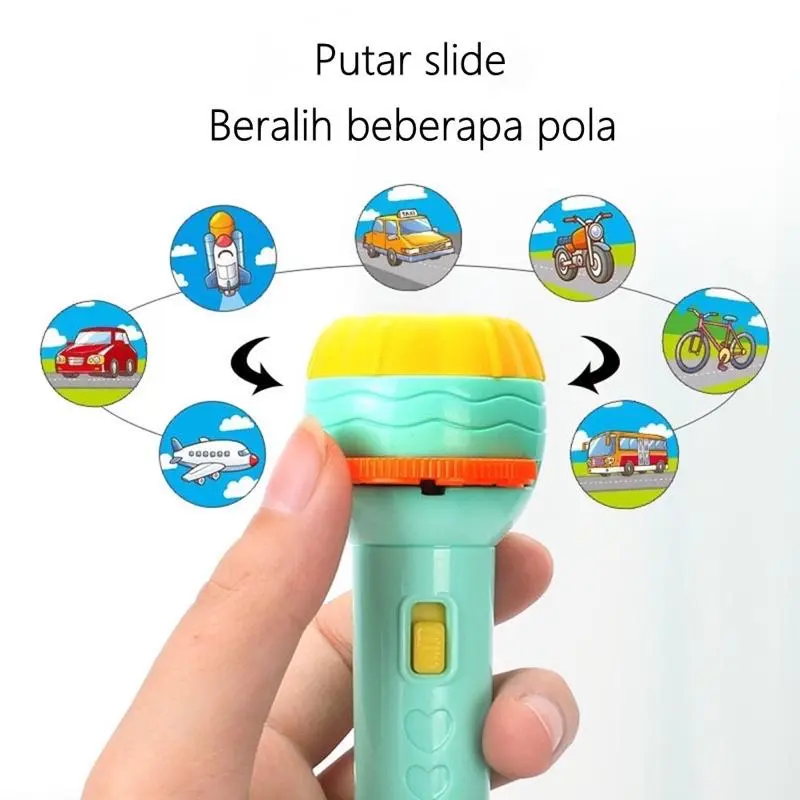 Mainan Senter Proyektor/Projektor - Page Projection Flashlight Children Projector Light Toy Bedtime Learning Education Toys Anak 2