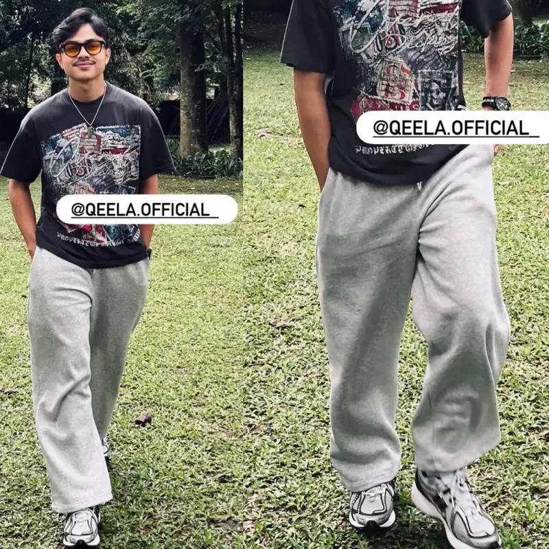 Sweatpants Loose Pria Celana Panjang Casual Pinggang Full Karet Nyaman Dipakai