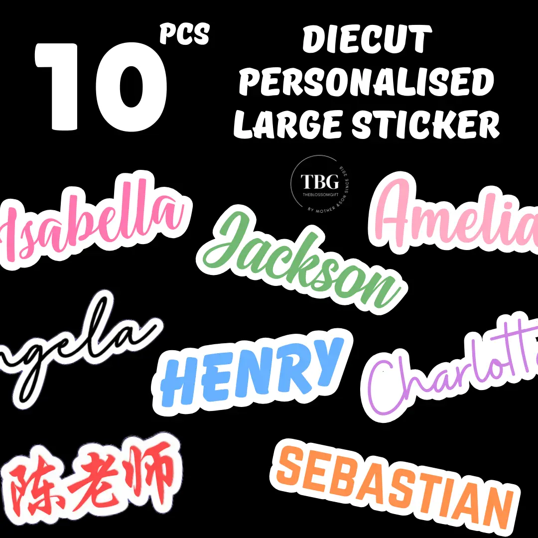 Personalised Waterproof LARGE Sticker  (1set=10qty)
