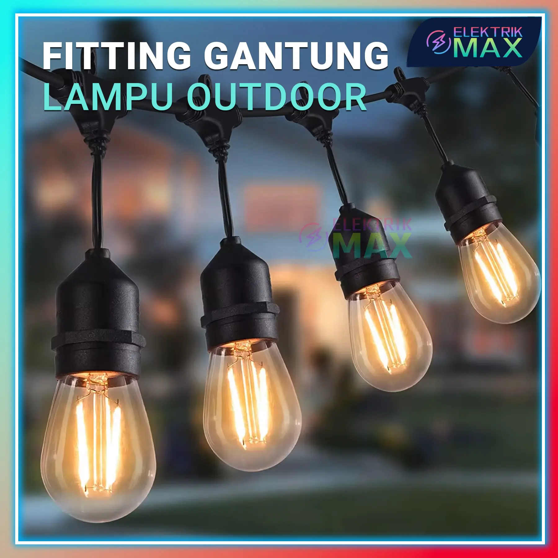 [MAX] Fitting Lampu Gantung Outdoor 10 Meter 10 Fitting/ LAMPU GANTUNG dekorasi/Kabel Fitting Outdor/Lampu Hias Cafe