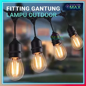 [MAX] Fitting Lampu Gantung Outdoor 10 Meter 10 Fitting/ LAMPU GANTUNG dekorasi/Kabel Fitting Outdor/Lampu Hias Cafe