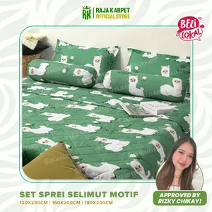 RAJA X RIZKY CHIKAY Sprei Set Sarung Bantal Guling & Selimut Bedcover Set Seprei Sarguntal Motif Estetik