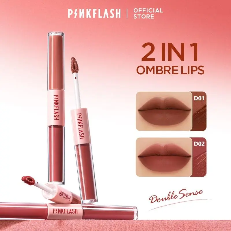 Son kem tint lì hai đầu PINKFLASH sắc tố cao lâu trôi 2 trong 1 30g
