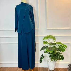 LEANOR - Soulvia Oneset celana Higwaist Marina Silk casual Trend Atasan Hari Raya