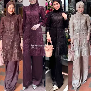 SAKURA SET 3IN1 OUTER BRUKAT PREMIUM SETELAN WANITA TUNIK BROKAT KONDANGAN ONESET FAR MOSLEMSTORE