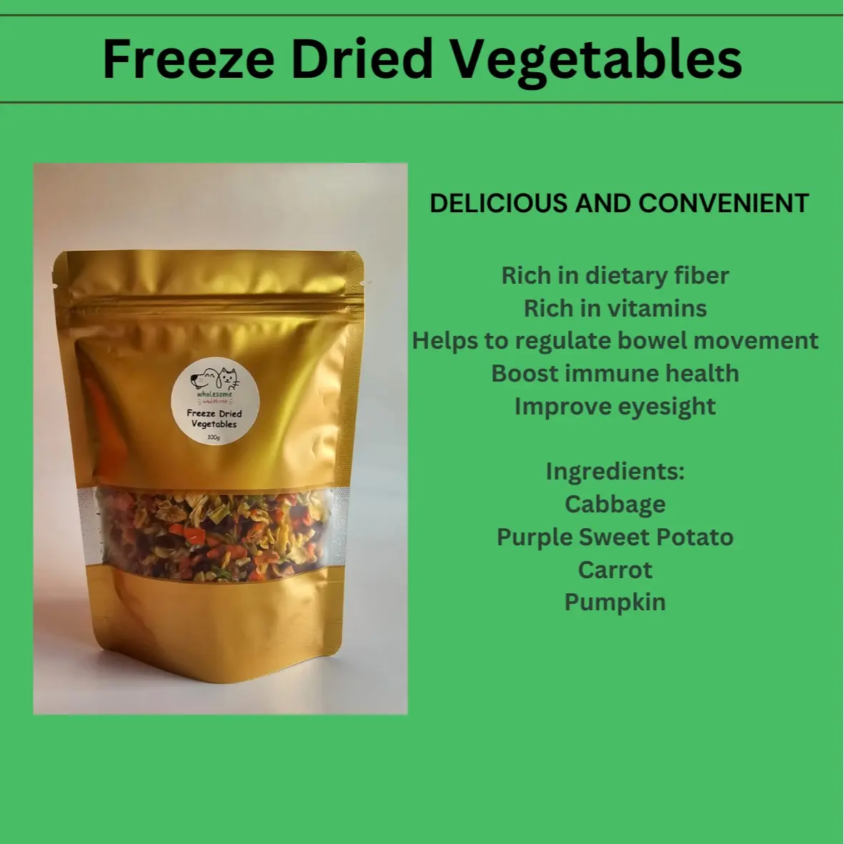Freeze Dried Vegetables | Cat Treats | Dog Treats