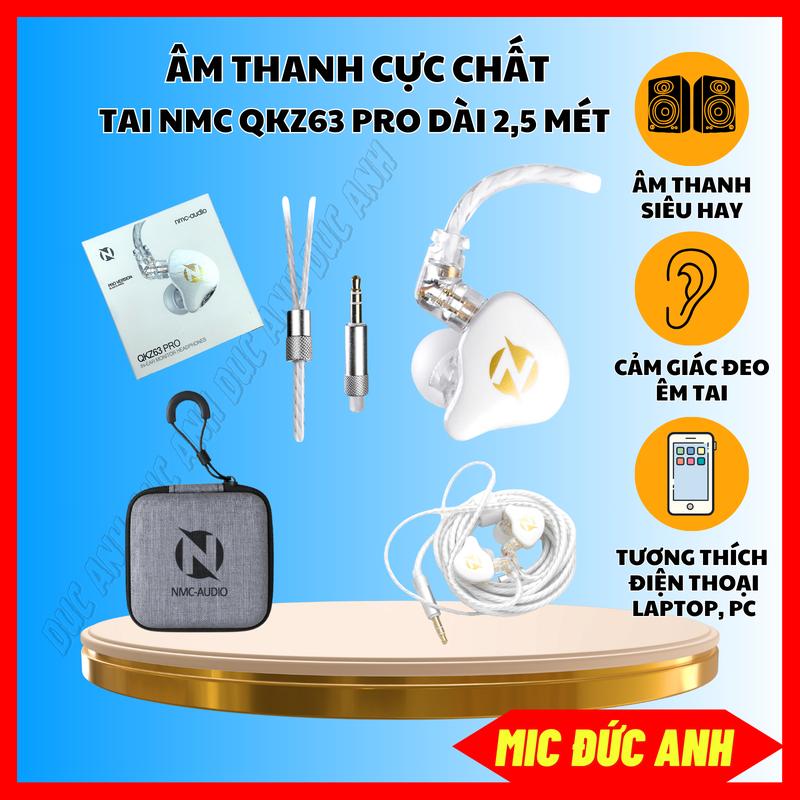Tai Nghe Kiểm Âm Nghe Nhạc Chơi Game QKZ63 Pro Phiên Bản Mới Âm Thanh Chân Thực Dây Chống Rối Dài 2,5m Jack 3.5 Earphone Nhét Tai