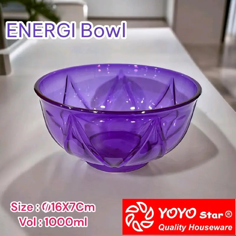 Promo 6 pcs Mangkok Besar Bulat Bakso Bowl akrilik plastik yoyo star/ Mangkuk Greenline Mika Plastik Diameter 16 Cm. 0