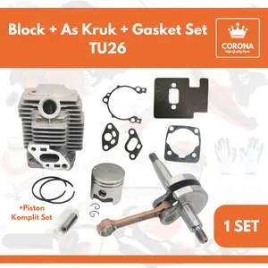 Paket Blok Crankshaft Paking Gasket TU26 Cylinder Block As Kruk Set Mesin Sprayer Semprot Hama 2 tak