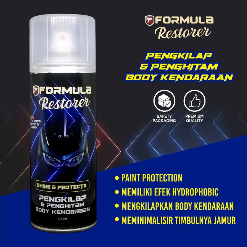 Formula Restorer Pengkilap & Penghitam Body Motor - Perlindungan & Kilap Tahan Lama dengan Silicone Premium & Efeek Hydrophobic - Baret Kendaraan 0