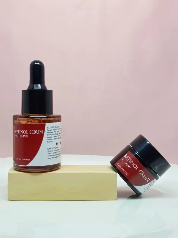 PAKET RETINOL NIGHT SERUM & CREAM Untuk Mengatasi Flek Hitam dan Mencegah Penuaan Plus Anti Aging Memutihkan, Memudarkan, Mencerahkan Wajah 2