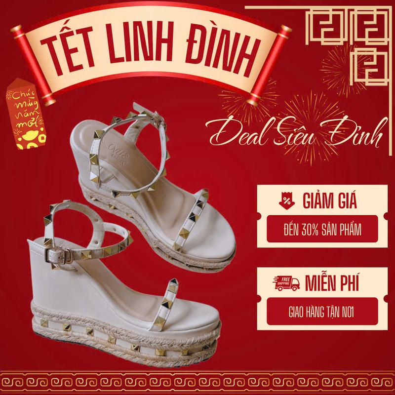  LOVIIECORNER - SANDAL NỮ THỜI TRANG QUAI NGANG ĐÍNH ĐÁ PHỐI ÁO DÀI TẾT NHẸ NHÀNG - SANDAL NỮ MÙA HÈ ĐẾ XUỒNG ĐỆM TRẦN BÔNG CAO 11 PHÂN - S250903 - S250813 - D250911 