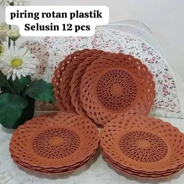 Piring rotan bahan plastik sudah dapat 12pcs/selusin Kitchenware