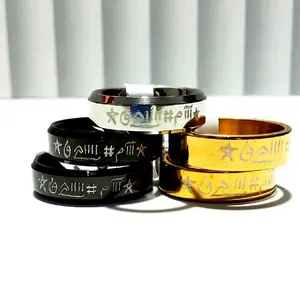 Cincin Rajah Khotam Sulaiman Titanium Anti Karat Anti Luntur Ukiran Unik Tahan Lama Rings