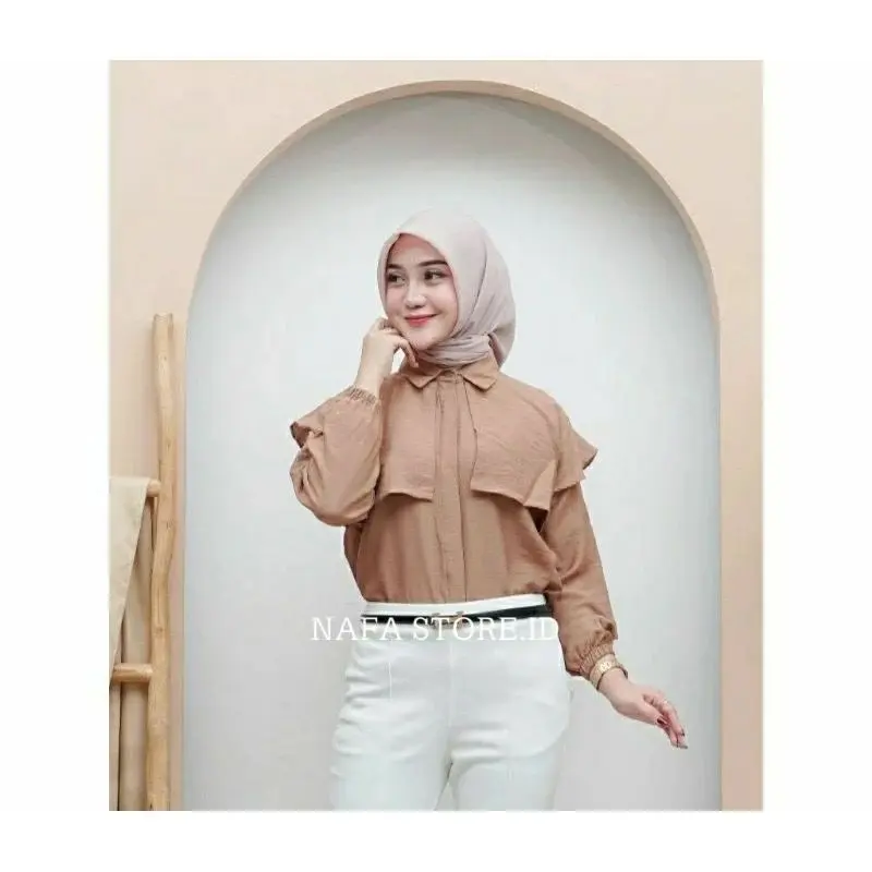 NAVA BLOUSE POLO LINEN - KEMEJA CEWEK - BLOUSE CEWEK - KEMEJA PEREMPUAN - KEMEJA KERJA - BLOUSE