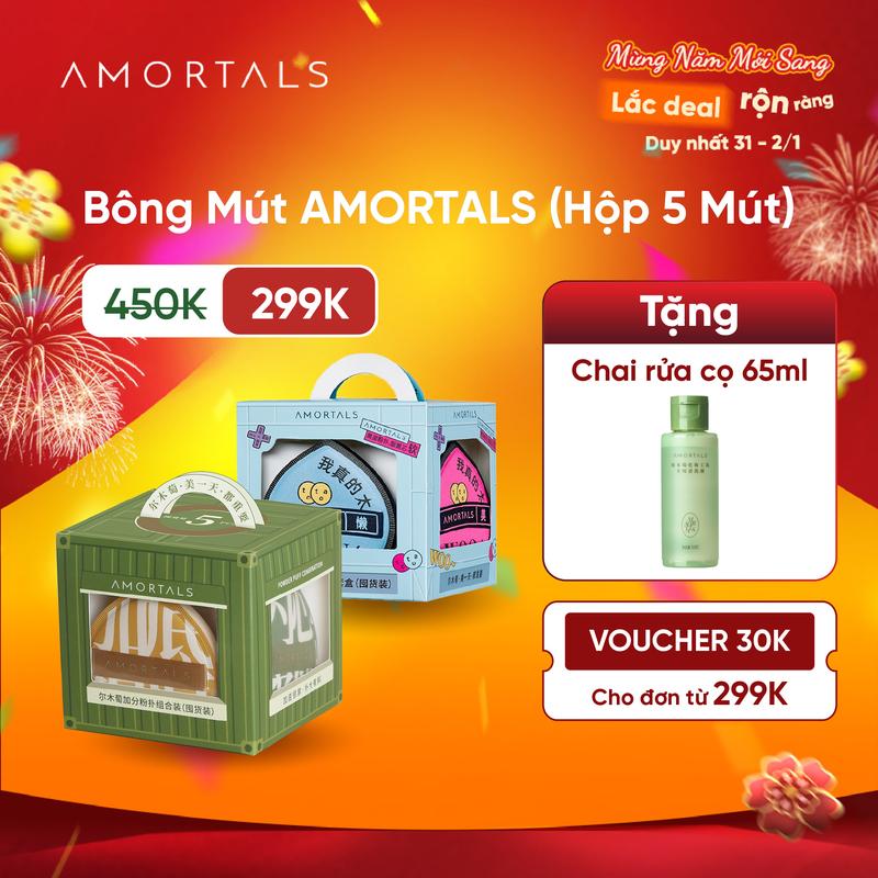 Bông Mút Trang Điểm AMORTALS XL Mềm Mịn Tán Nền Đều Combo 5 Miếng Tiết Kiệm