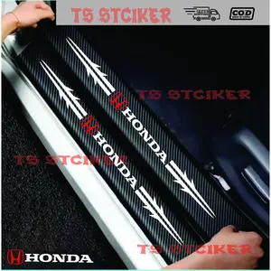 9pcs/4pcs Sticker Pelindung Sill Plate Stiker Mobil 3D Carbon Fiber Untuk Honda Stiker Pelindung Pijakan Lantai Pintu Mobil