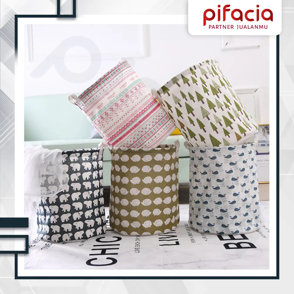 PIFACIA Keranjang Baju Laundry Pakaian Kotor Canvas Bag 32 x 40 cm