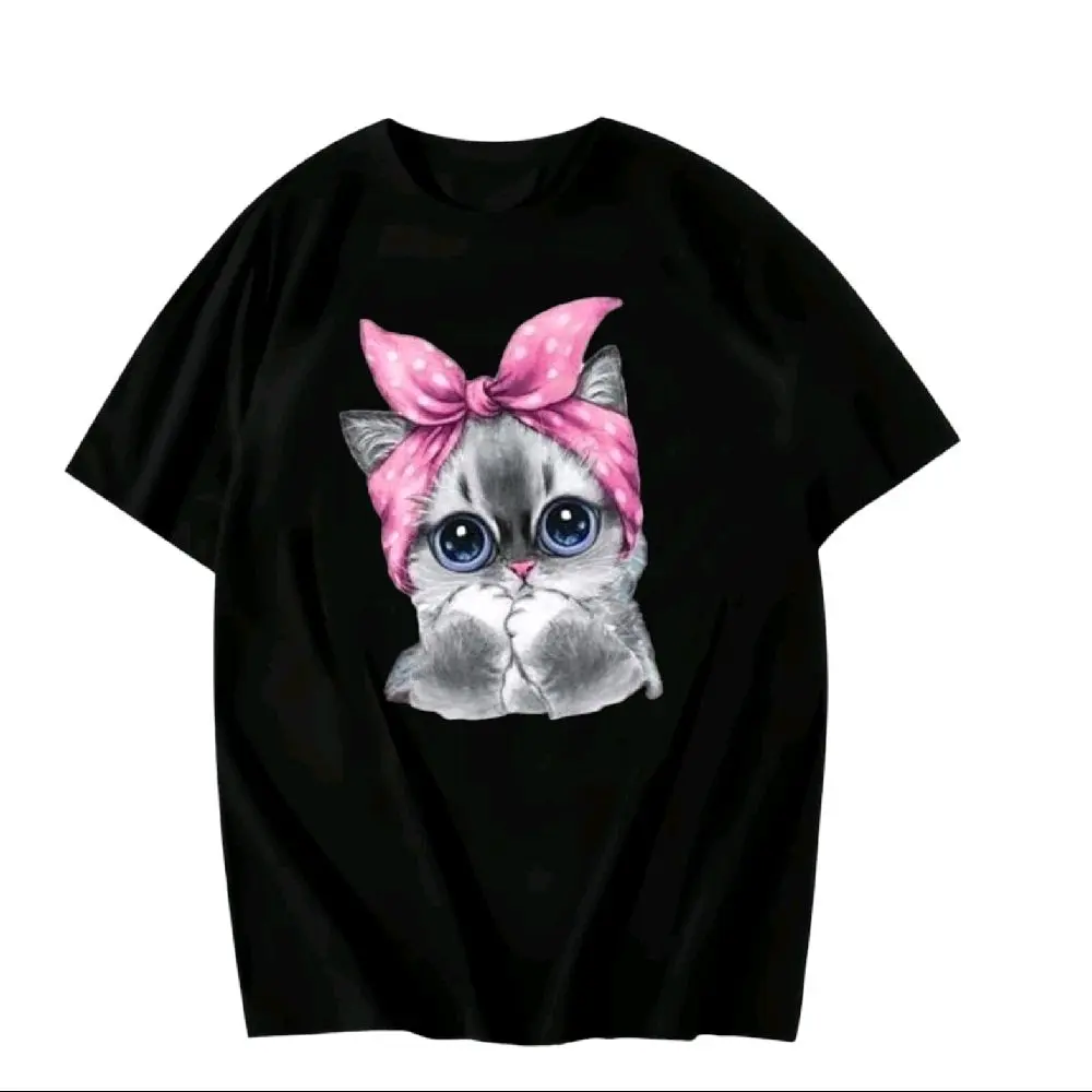 kaos baju wanita pria dewasa gambar kucing