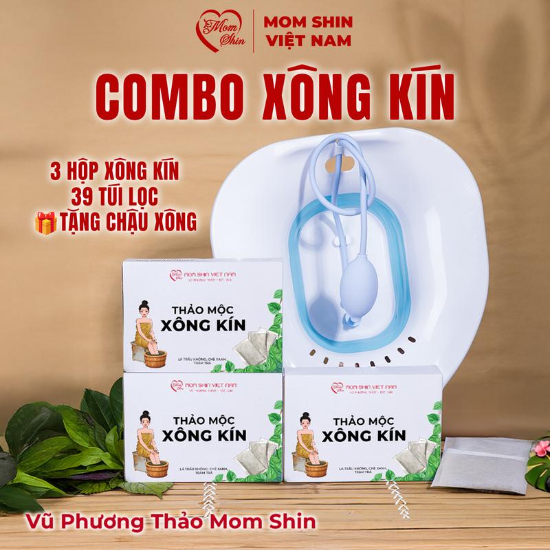 [TẶNG CHẬU XÔNG VK] Combo 3 Xông Vùng Kín Mom Shin [39 Túi Lọc Lớn] | Vũ Phương Thảo Mom Shin | Shop Mẹ Thảo