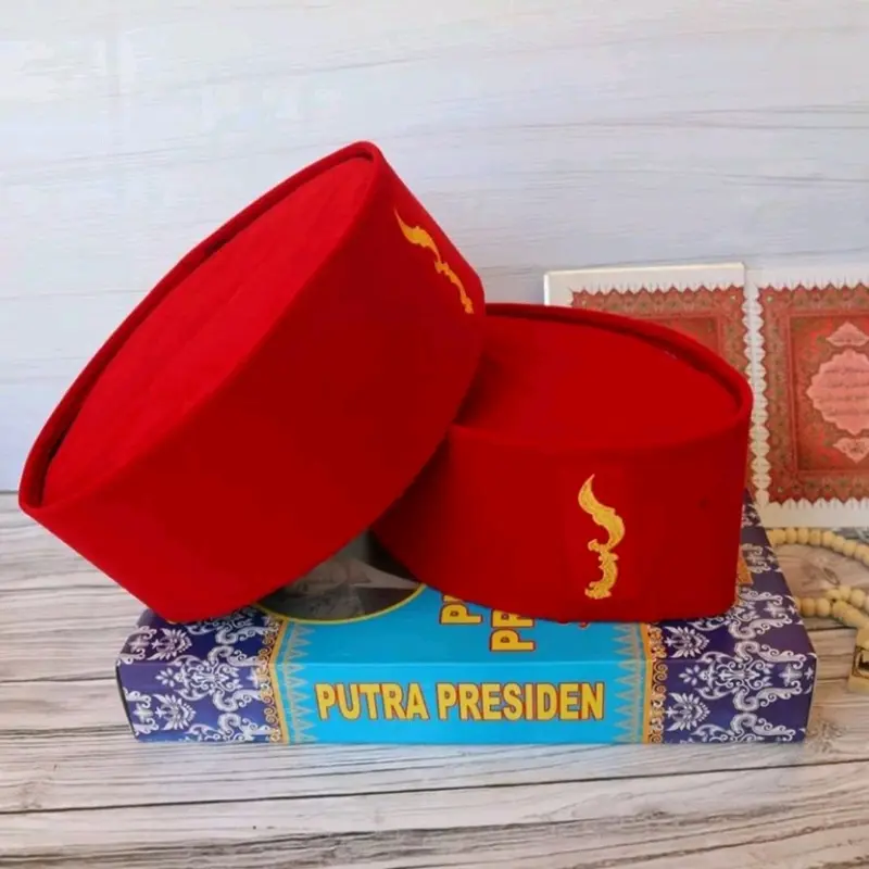 peci songkok kopiah motif kujang merah cabe Polos Logo peci songkok hitam 4