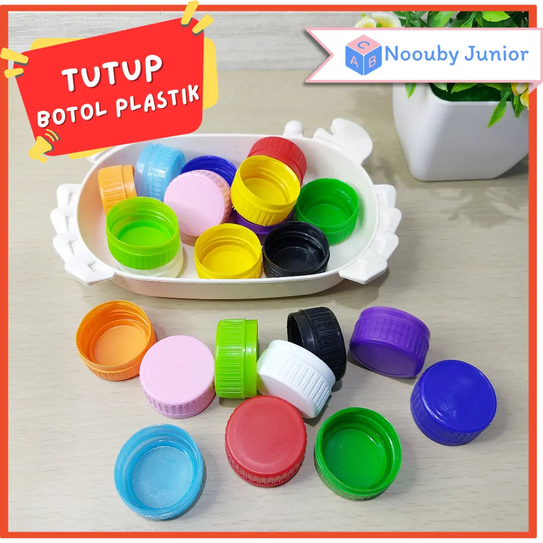 NOOUBY Tutup Botol Plastik Baru Aneka Warna Untuk Sorting Warna dan Mainan Montessori