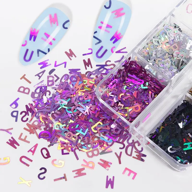 Holographic Glitter English Alphabet Flakes For Epoxy Resin Filling Laser Letter Resin Sequins Filler Silicone Mold DIY Handmade