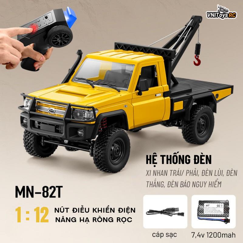  Xe Địa Hình Điều Khiển Từ Xa MN82-T 1 12 | Mẫu Mới 2025 | 2 Cầu Leo Dốc 45° Pin 7.4V Cần Cẩu Nâng Hạ Đèn LED Phụ Kiện Đầy Đủ | VNIToys 