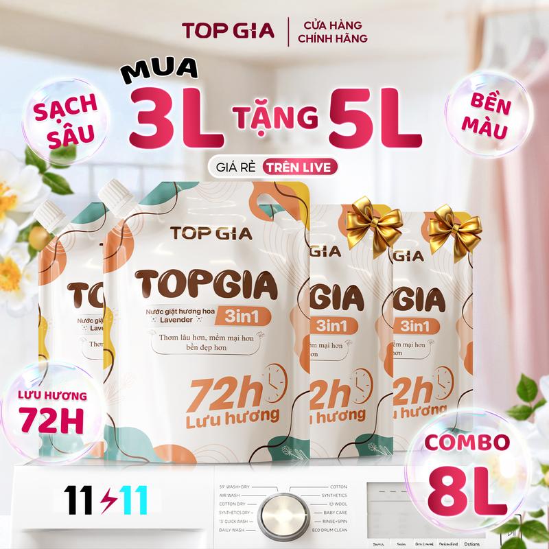 BẢN CAO CẤP X MUA 2L TẶNG 6L Nước Giặt Xả Topgia 3in1 Hương Nước Hoa Lavender 3in1 Khử Mùi Hôi Lưu Hương 72h An Toàn Cho Nhạy Cảm Sạch Sâu nxl – VAT